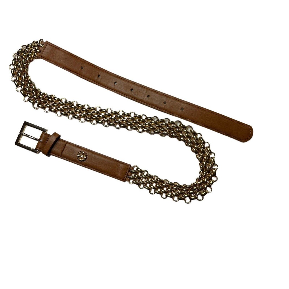 Giani Bernini Cognac Brown and Gold Link Belt Size Small New